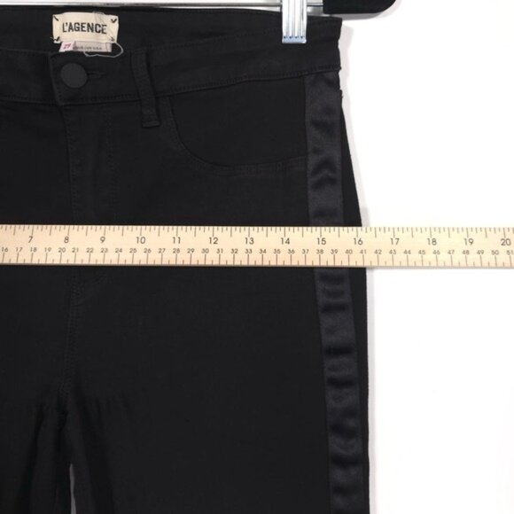 L'AGENCE Women's Pants Jeans Size 29 Satin Tuxedo Coated Black USA🇺🇸MADE - Picture 6 of 13